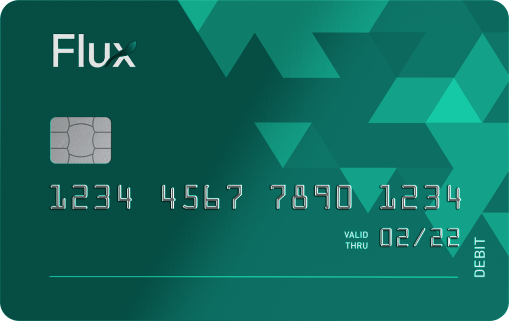 The Flux debit card, in deep emerald